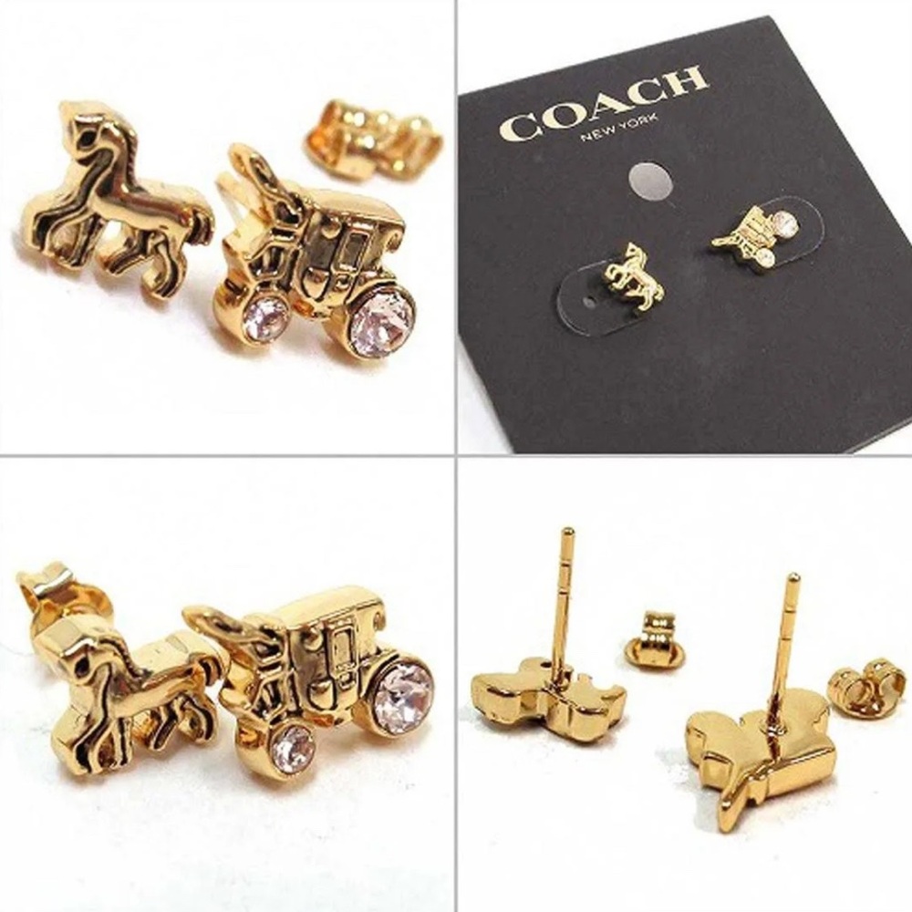 Coach Gold horse & carriage earrings